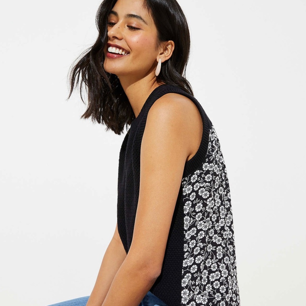 Anne Taylor Loft Knit Tank with Silk Floral back